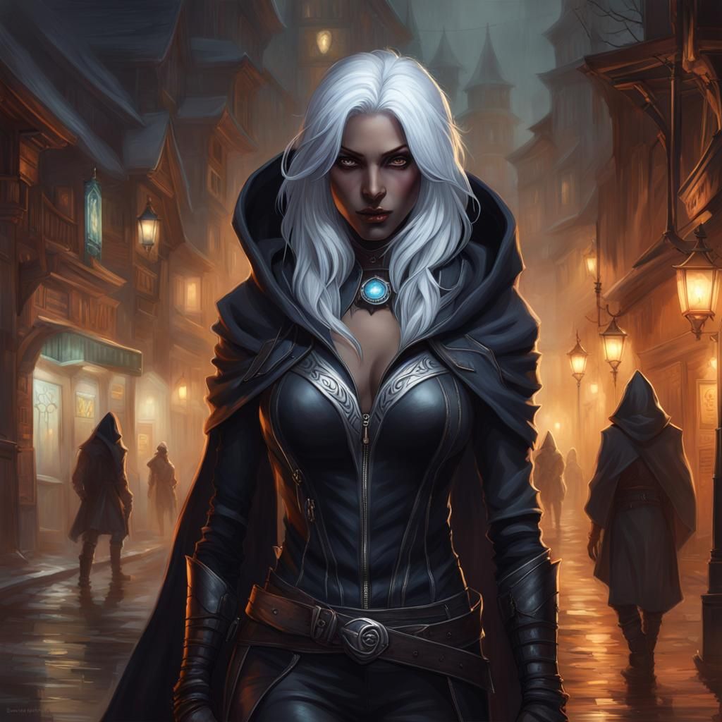 Drow Rogue Portrait in Hyperdetailed Concept Art Style