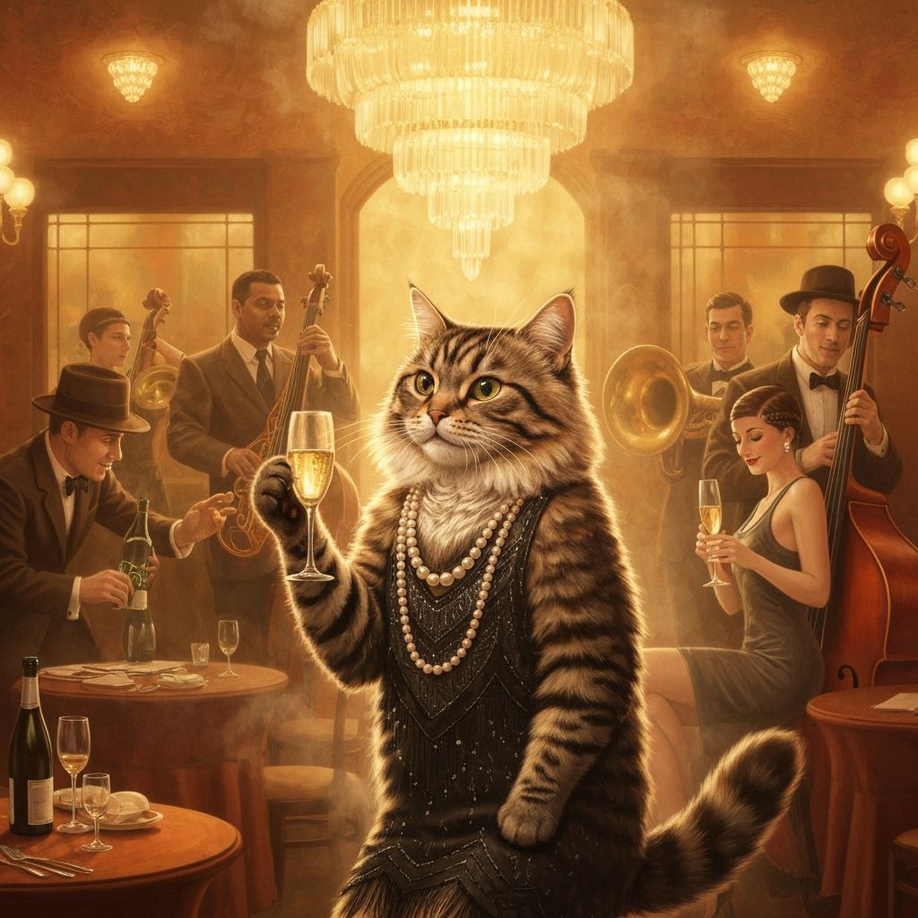 Tabby Cat Channels Roaring Twenties Glamour