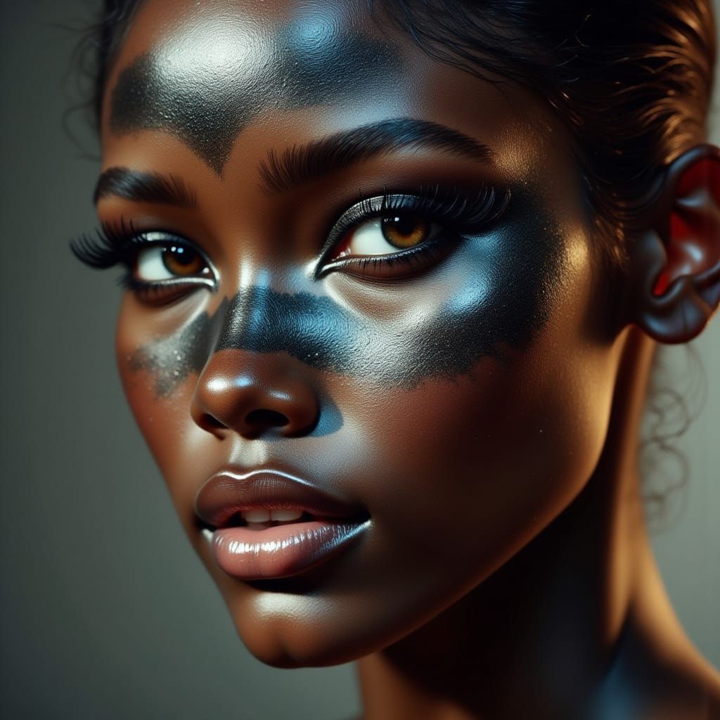 Enchanted Black Metallic Skin in Ethereal Beauty