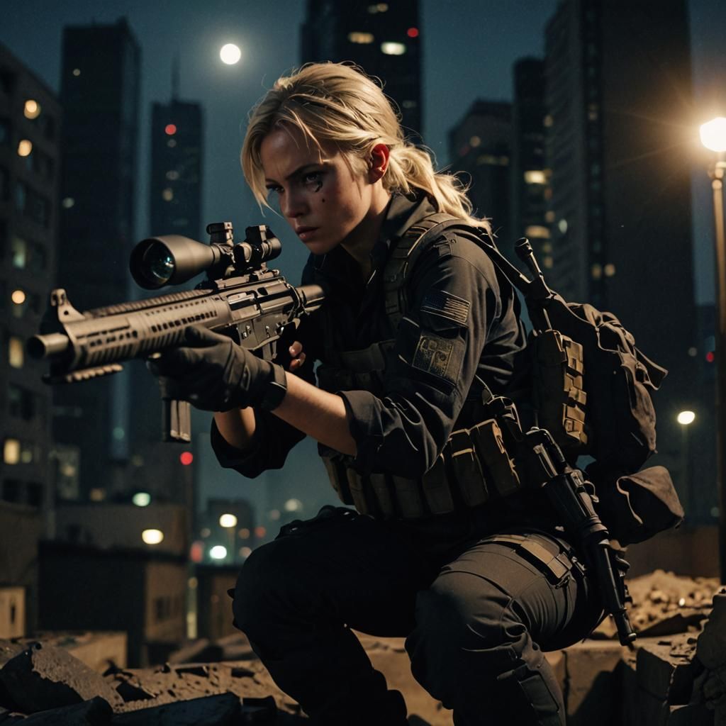 Night Sniper in Dark Gritty Urban Warfare
