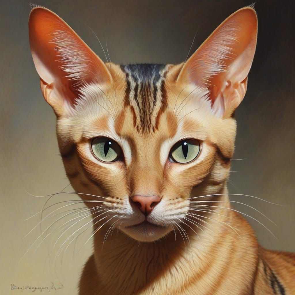 Oriental Cat in Vibrant Colors by Saryan and Filonov Style