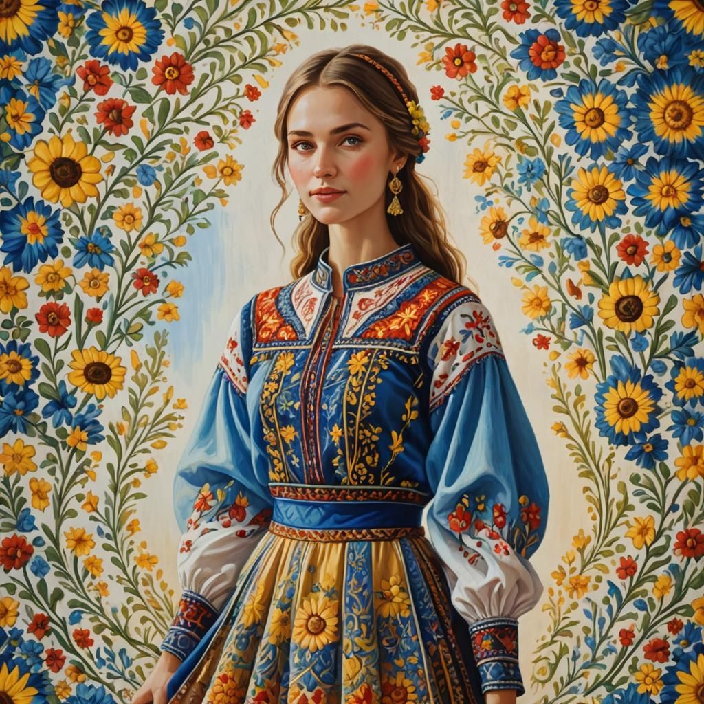 Amazing ukrainian girl with short skirt and ukrainian flag