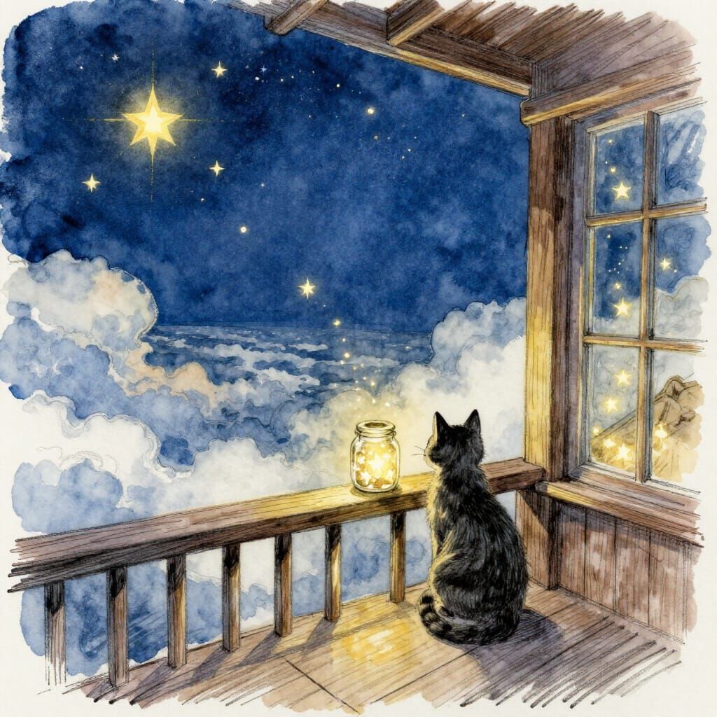 Star-Catcher's Balcony Overlooking Cloud Sea, Watercolour an...