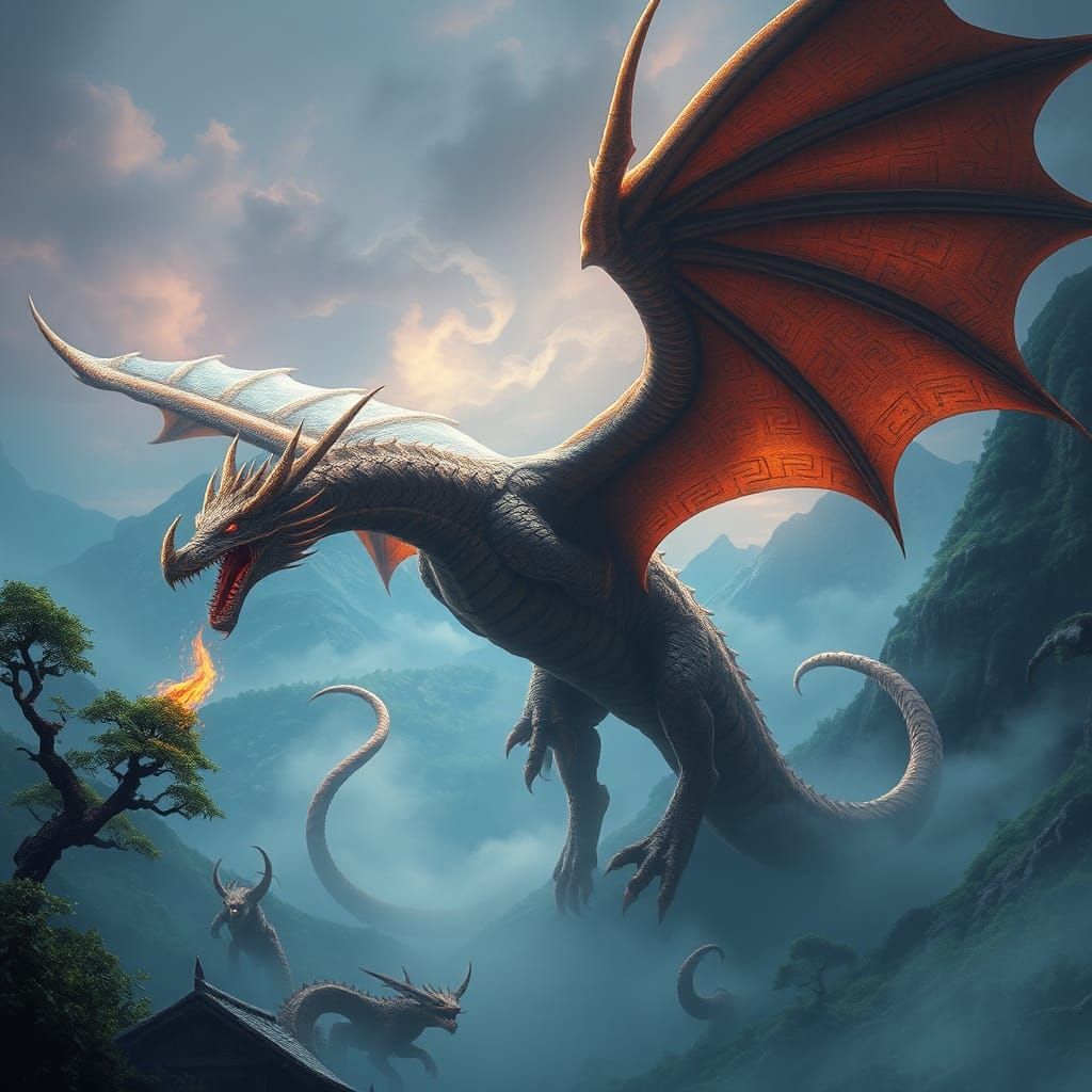 Majestic Dragon in Mystical Environment