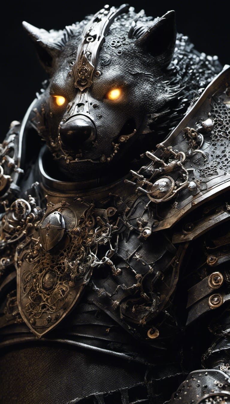 Shadow Knight Dire Wolf in Detailed Armor