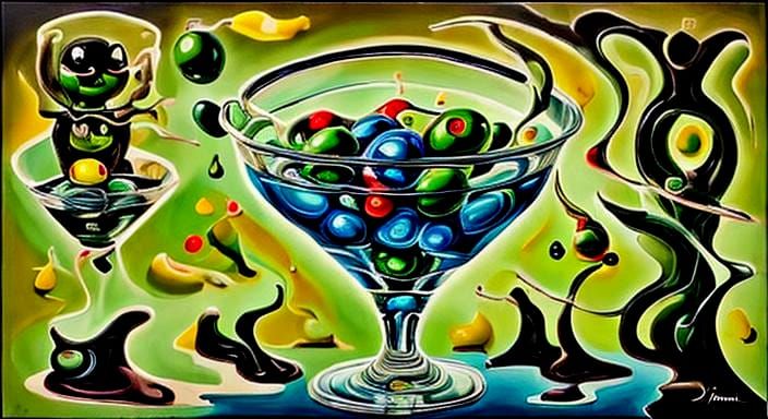 Ethereal Ghosts Hovering Over Martinis