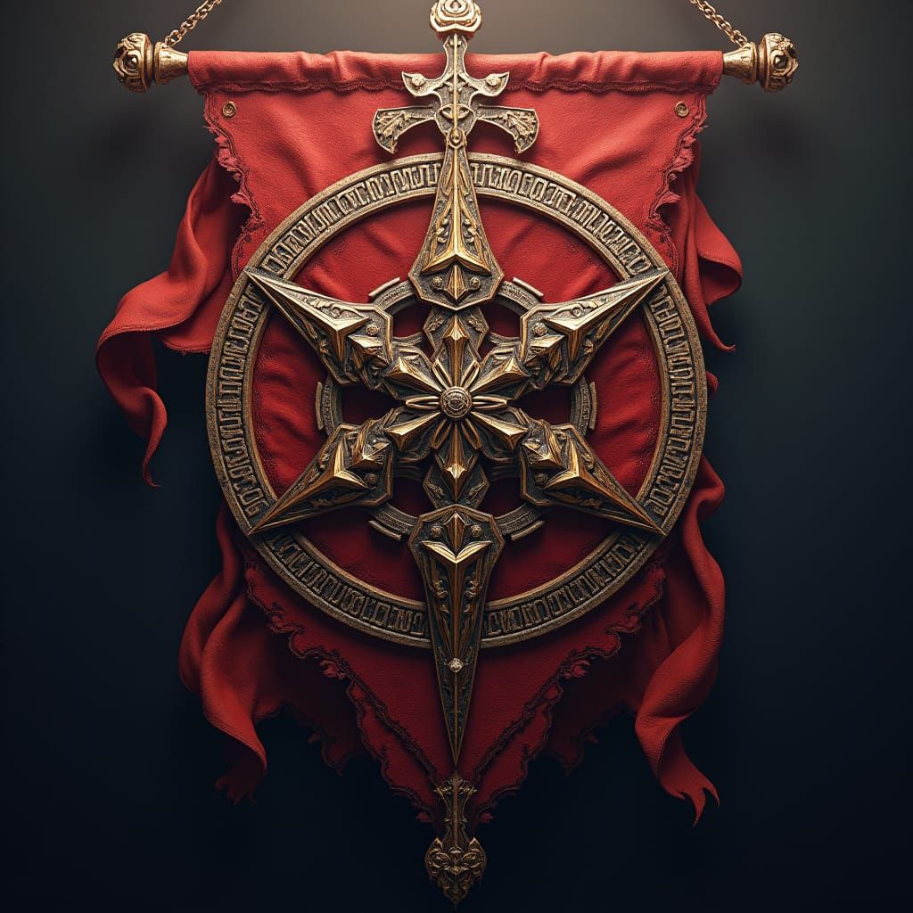 Ornate Battle Standard with Mystical Symbols