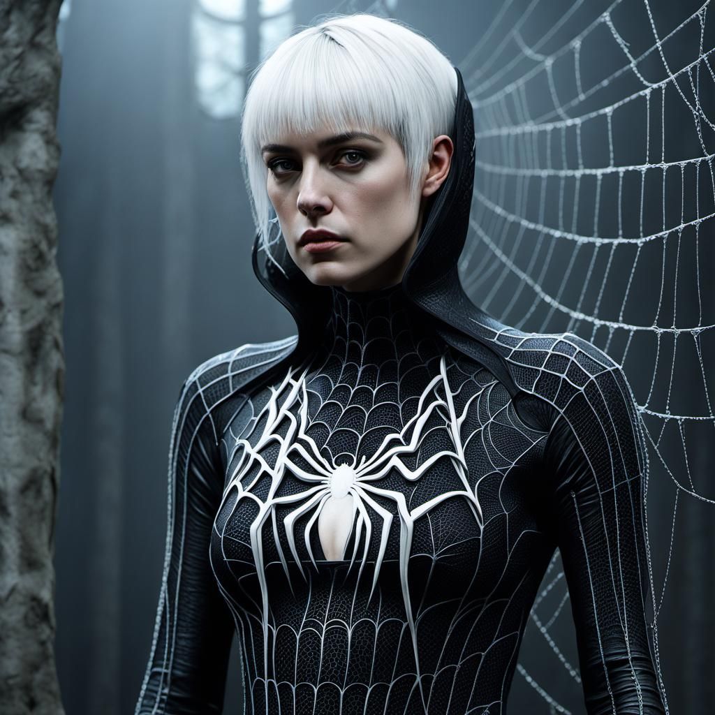 Spiderweb Portrait in Surreal Gothic Style