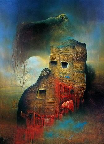 Surreal Haunted House in Beksinski Style