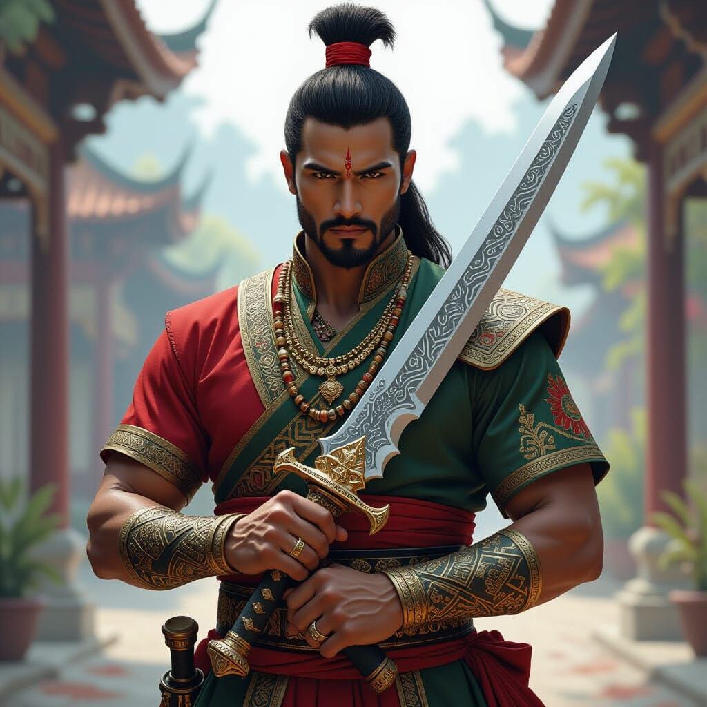 Malay Warrior with Wavy Kris Blade