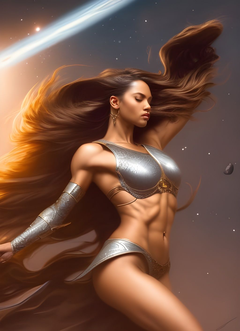 Rococo Queen: Athletic Woman in Space Art