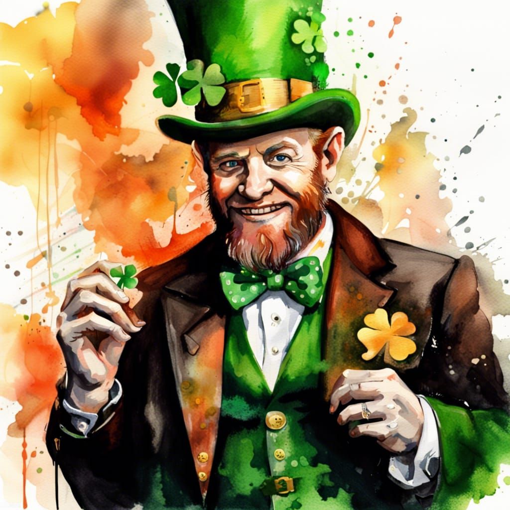 Festive Leprechaun Watercolor for Saint Patrick's Day