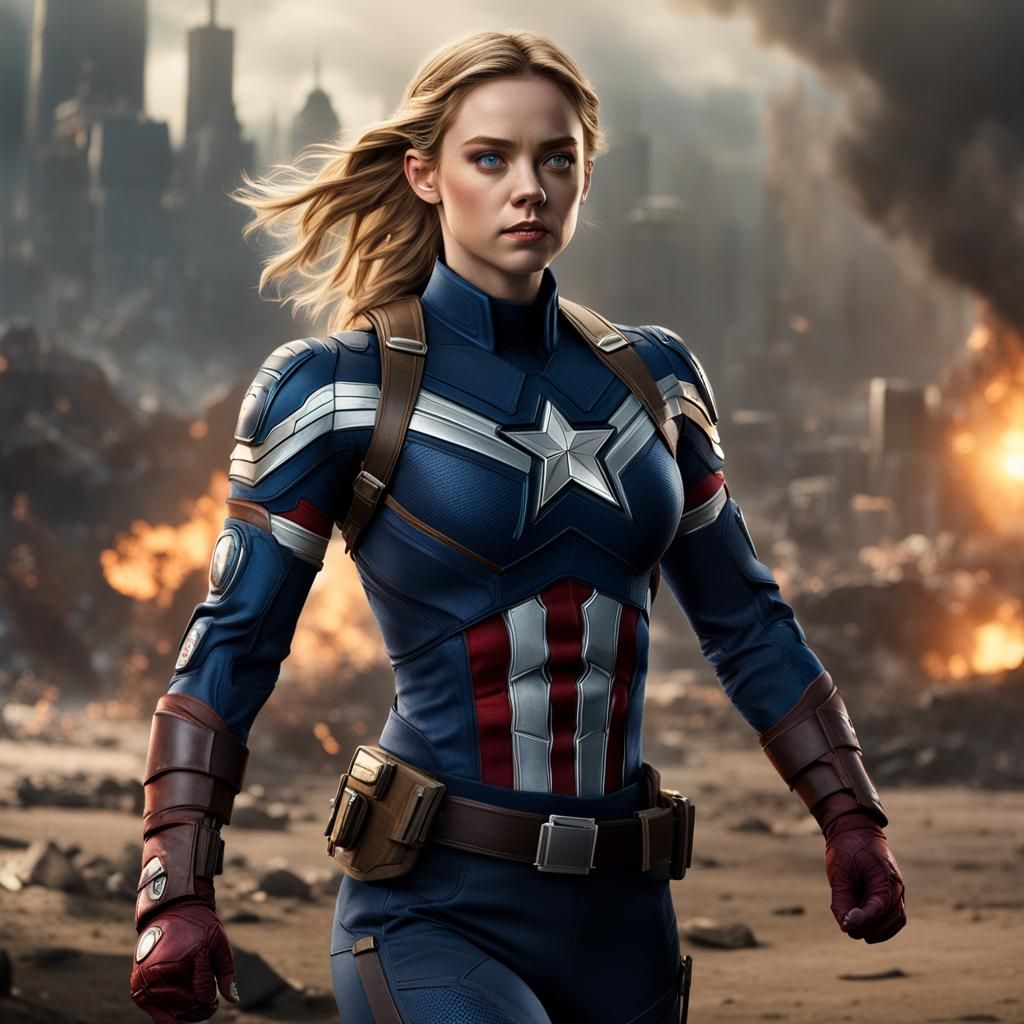 Sydney Sweeney as Captain America: Detailed Digital Art