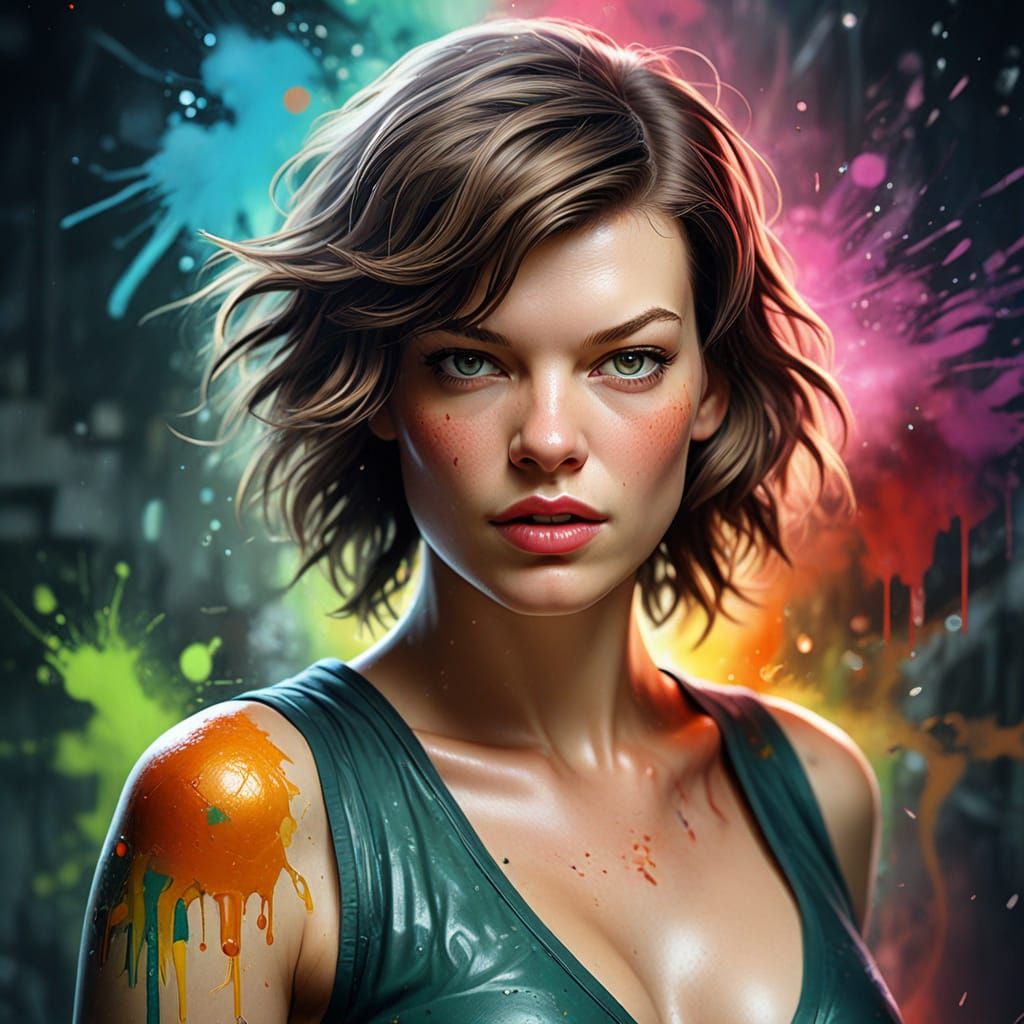 Realistic Milla Jovovich Digital Art in Dittmann Style