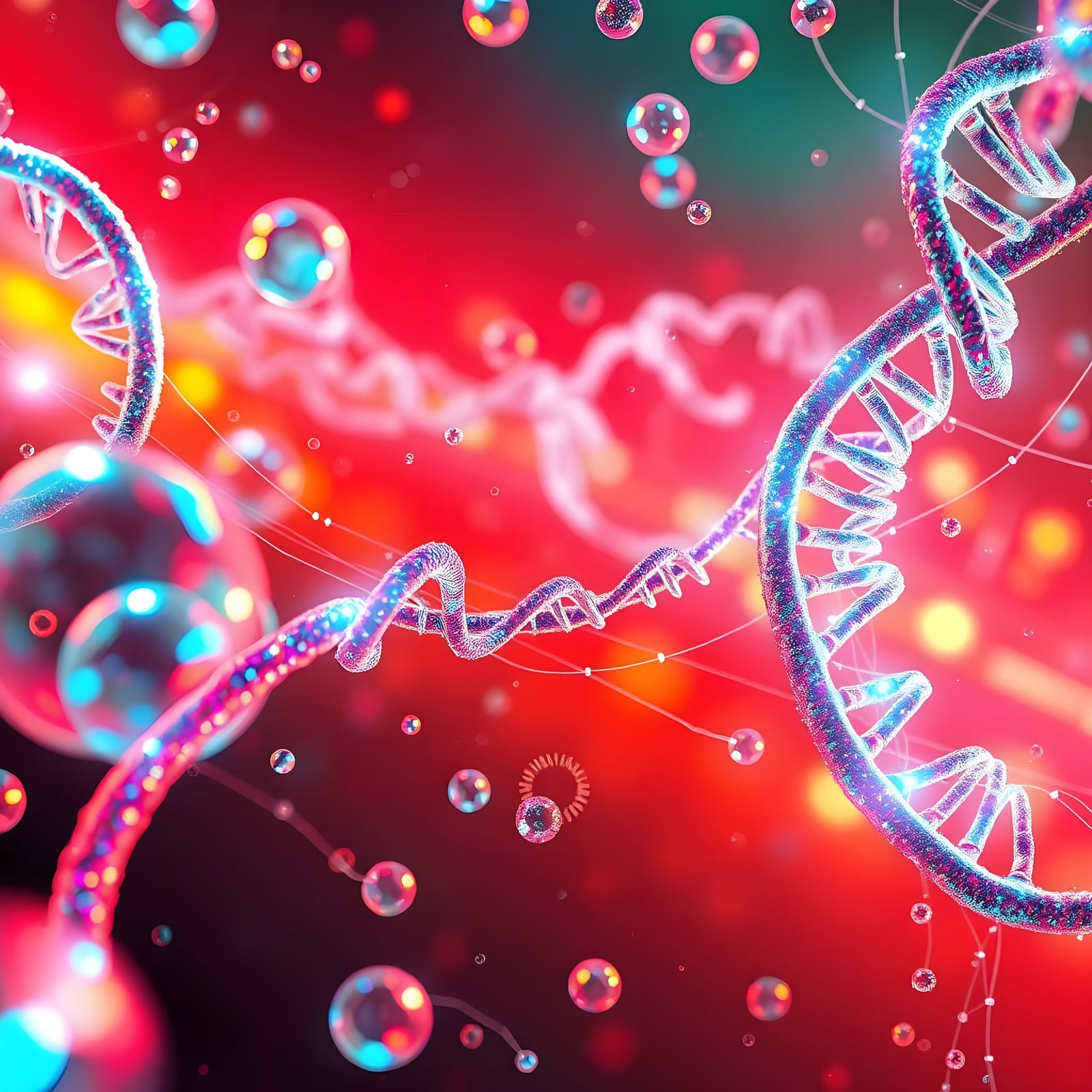 Iridescent Cells Dance in Cyberpunk Hues