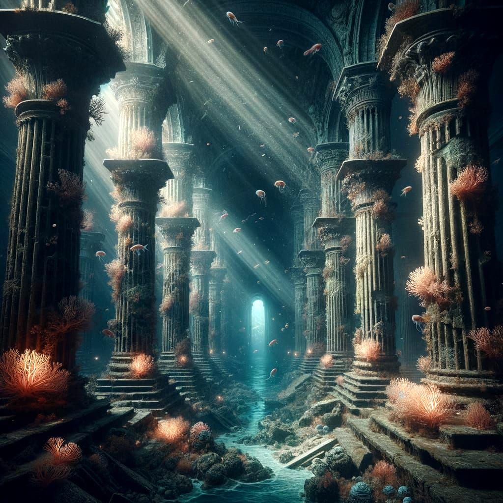 Underwater Cathedral in Gothic Fantasy Style