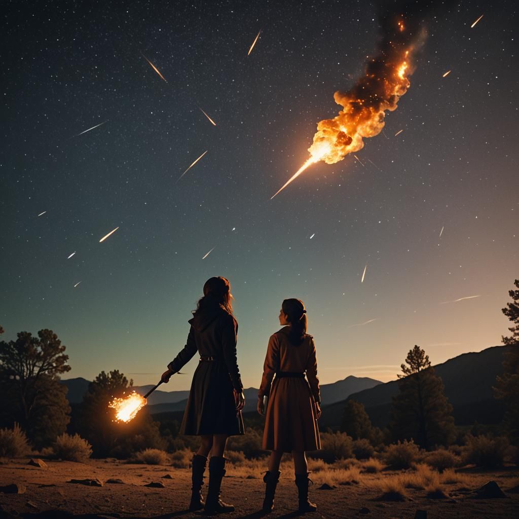 Girl with Fire Powers Practicing at Night