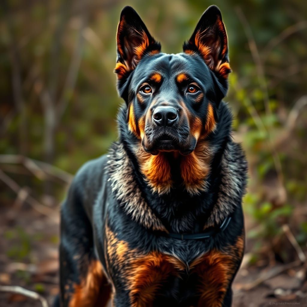Majestic German Shepherd Rottweiler Mix in Naturalistic Wild...