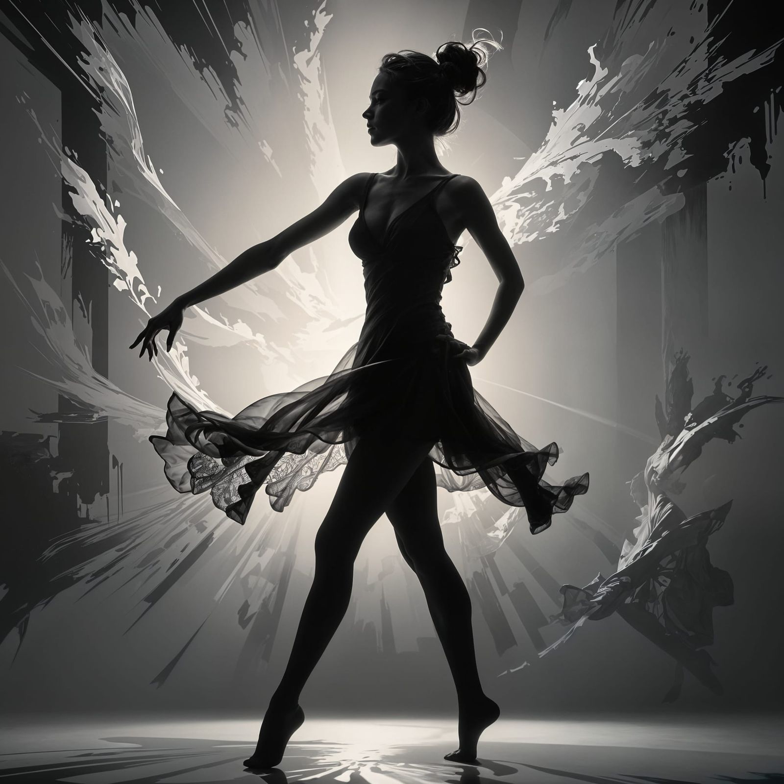 Dramatic Silhouette: A Dance in Grayscale