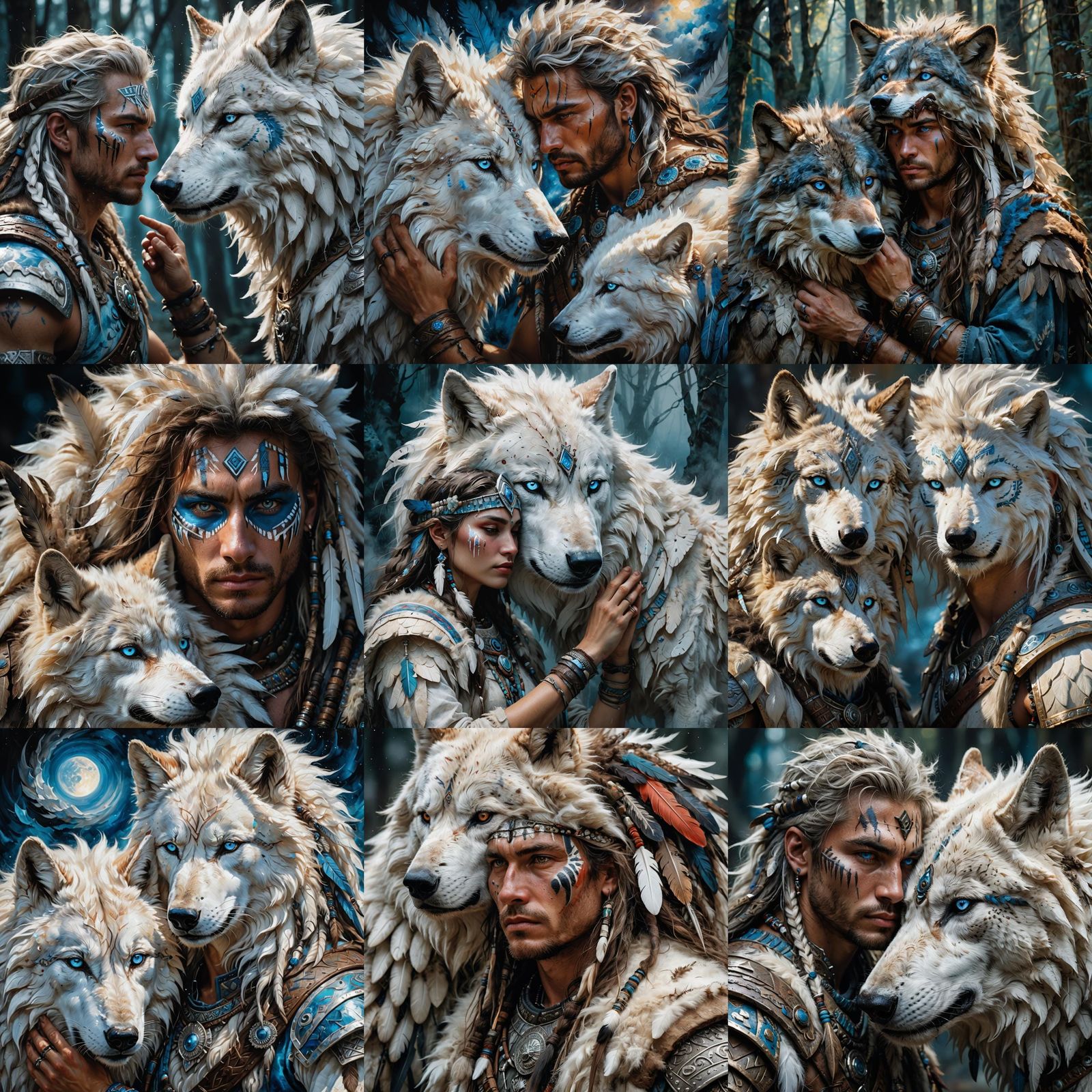 Mystical Warrior and White Wolf Bond