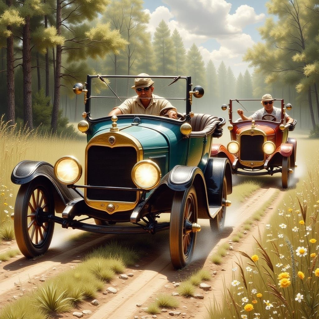 Model T Race Against Horse and Buggy