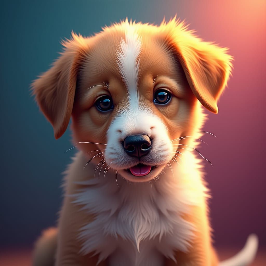 Hyperrealistic Puppy Portrait with Vibrant Background
