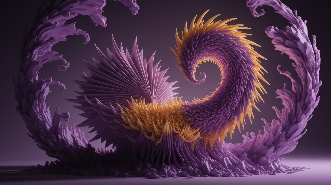 Dark Fantasy Origami Sculpture with Volumetric Lighting