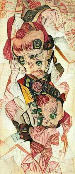 Cyberpunk Magical Girl Transformation in Expressionist Style