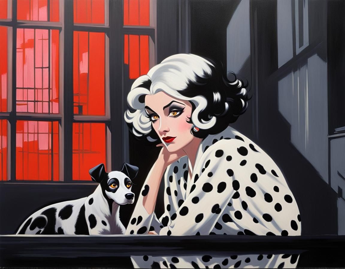Cruella Deville in 1930s Anime Style