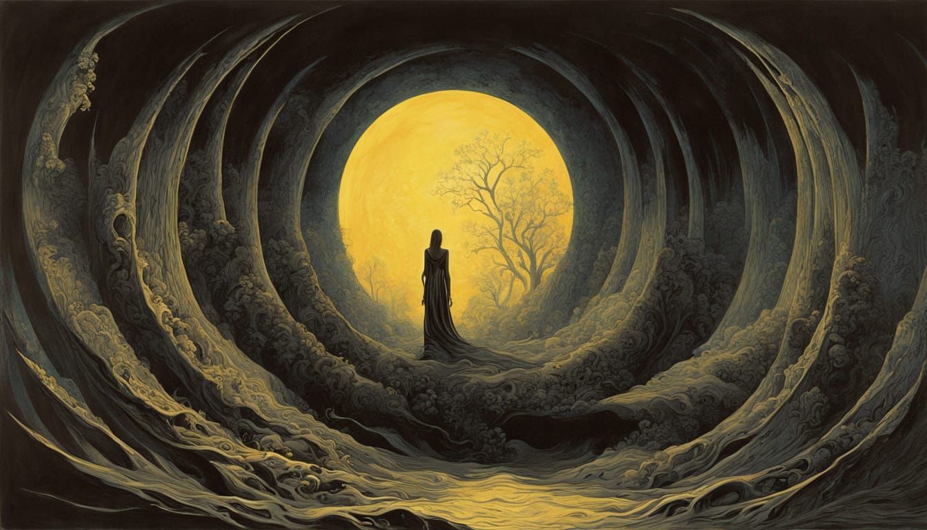 Dark Siren in Acid Art Silhouette