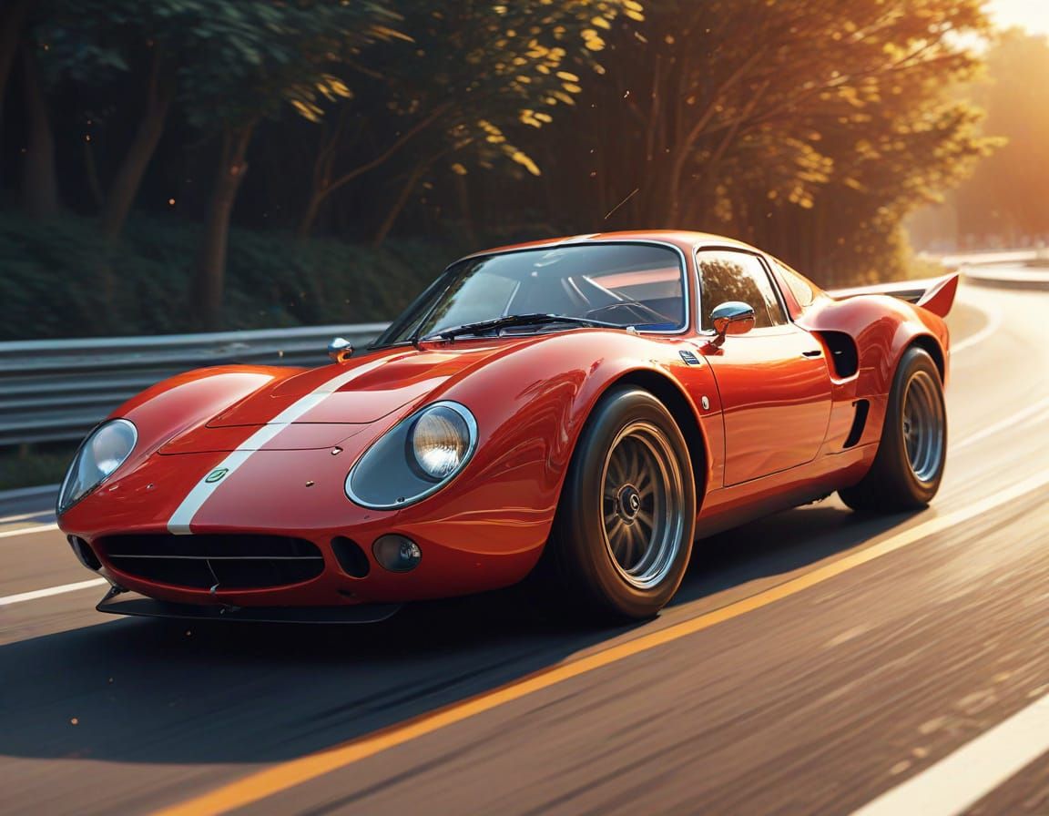 Retro-Futuristic Italian Sports Car Racing Illustration