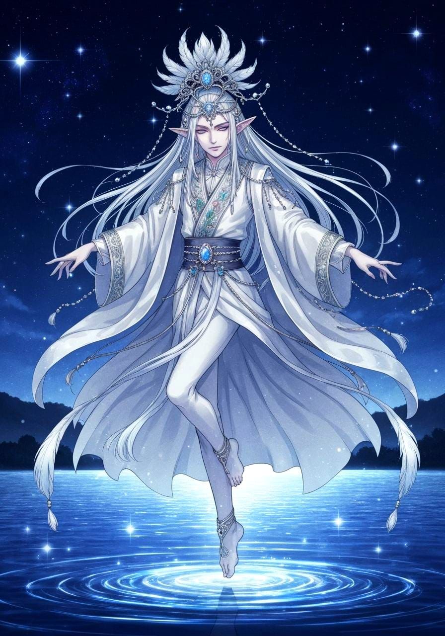 Elf Ritual Dance in Sparkling Starlight: Fantasy Art