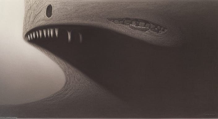 Surreal Wall of Teeth and Eyes