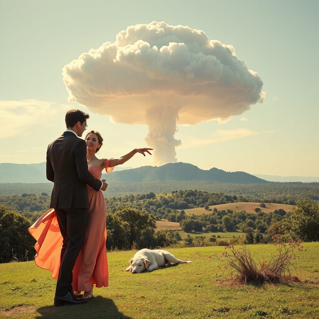 Elegant Couple Dances Under Apocalypse