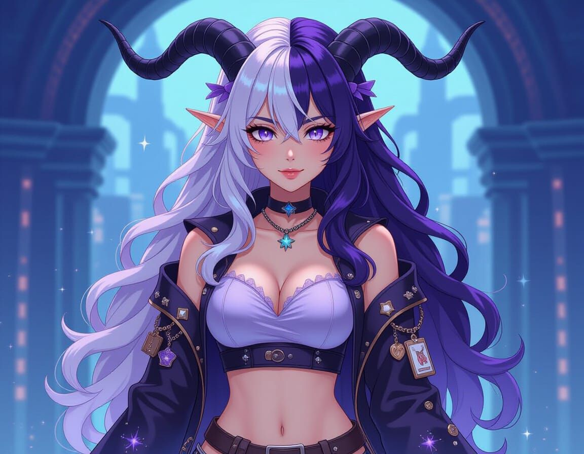 Fantasy Sci-Fi Woman in Anime Semi-Realism Style