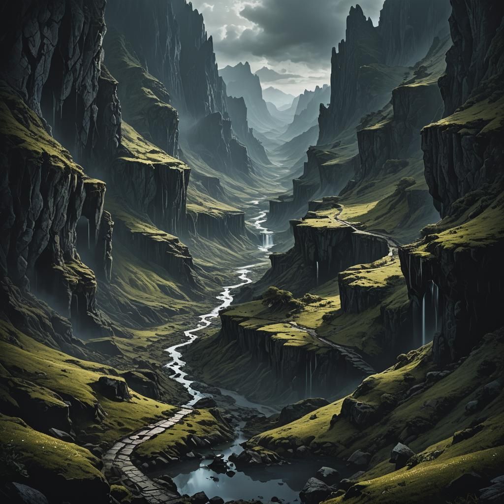 Eerie Dark Valley in a Magic World