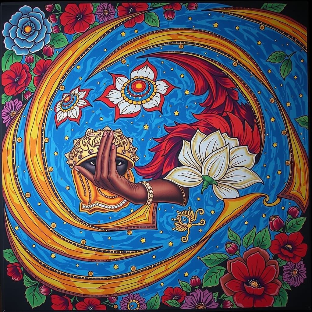 Psychedelic Garden Blooms in Cosmic Mystery