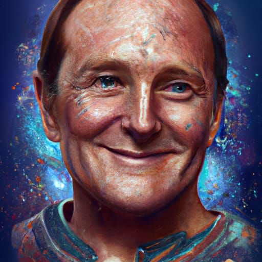 Robin Williams as the Bicentennial man. A Masterpiece by Leonardo Da Vinci head and shoulders portrait, 8k resolution co...