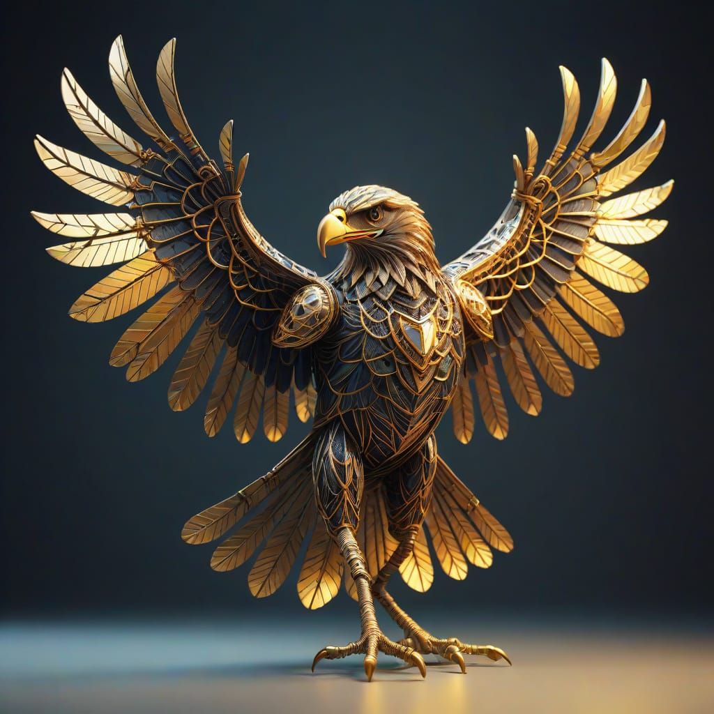 Majestic Wire Sculpture of an African Fish Eagle