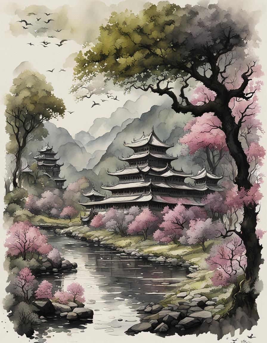 South Asian Riverbank: Watercolour Collage in Hyperdetail