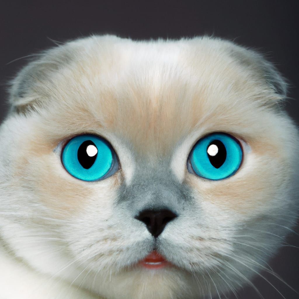 Scottish Fold Cat Portrait with Aqua Eyes