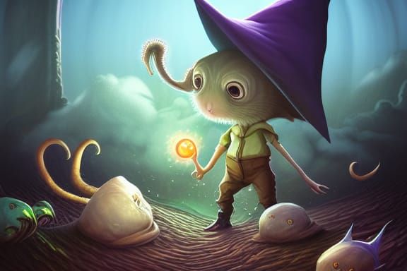 Eldritch Gerbil Witch in a Magical Garden