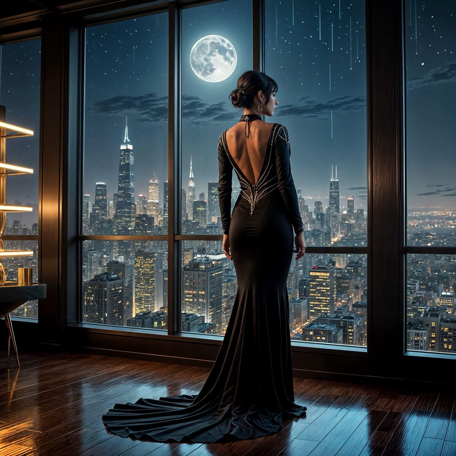 Luxury Penthouse Cityscape at Night