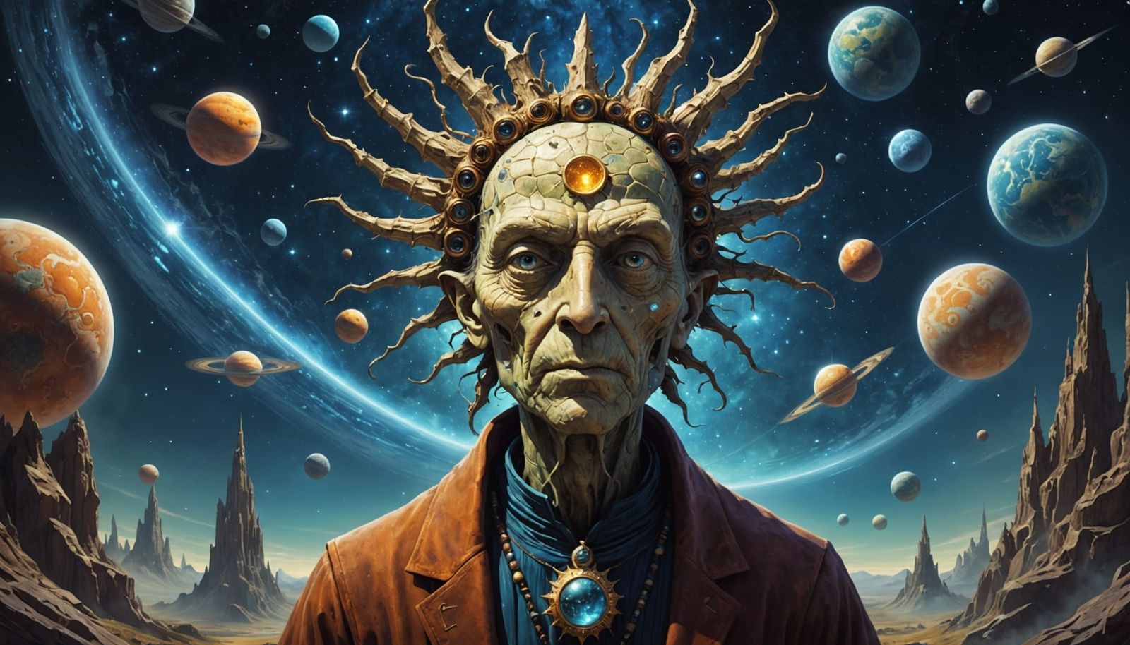 Cyberpunk God in Futuristic Cosmos