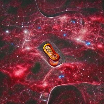 Mitochondria Floating in a Colorful Nebula
