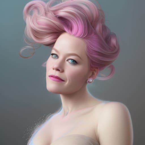 Effie Trinket Portrait with Pink Hair and Glitter