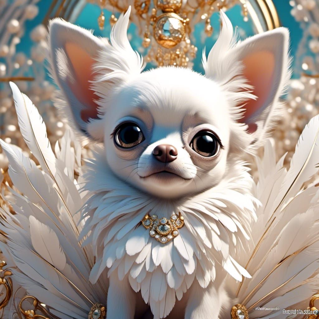 Chihuahua in Feathers: Whimsical Fantasy Art
