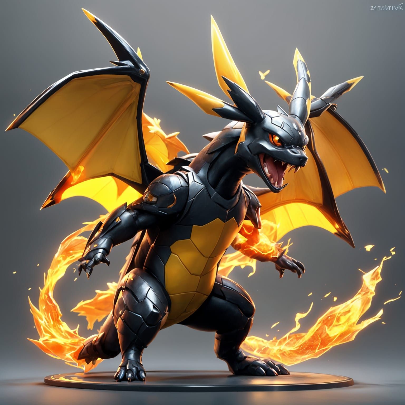 Pikachu Charizard Hybrid: 3D Anime Concept Art