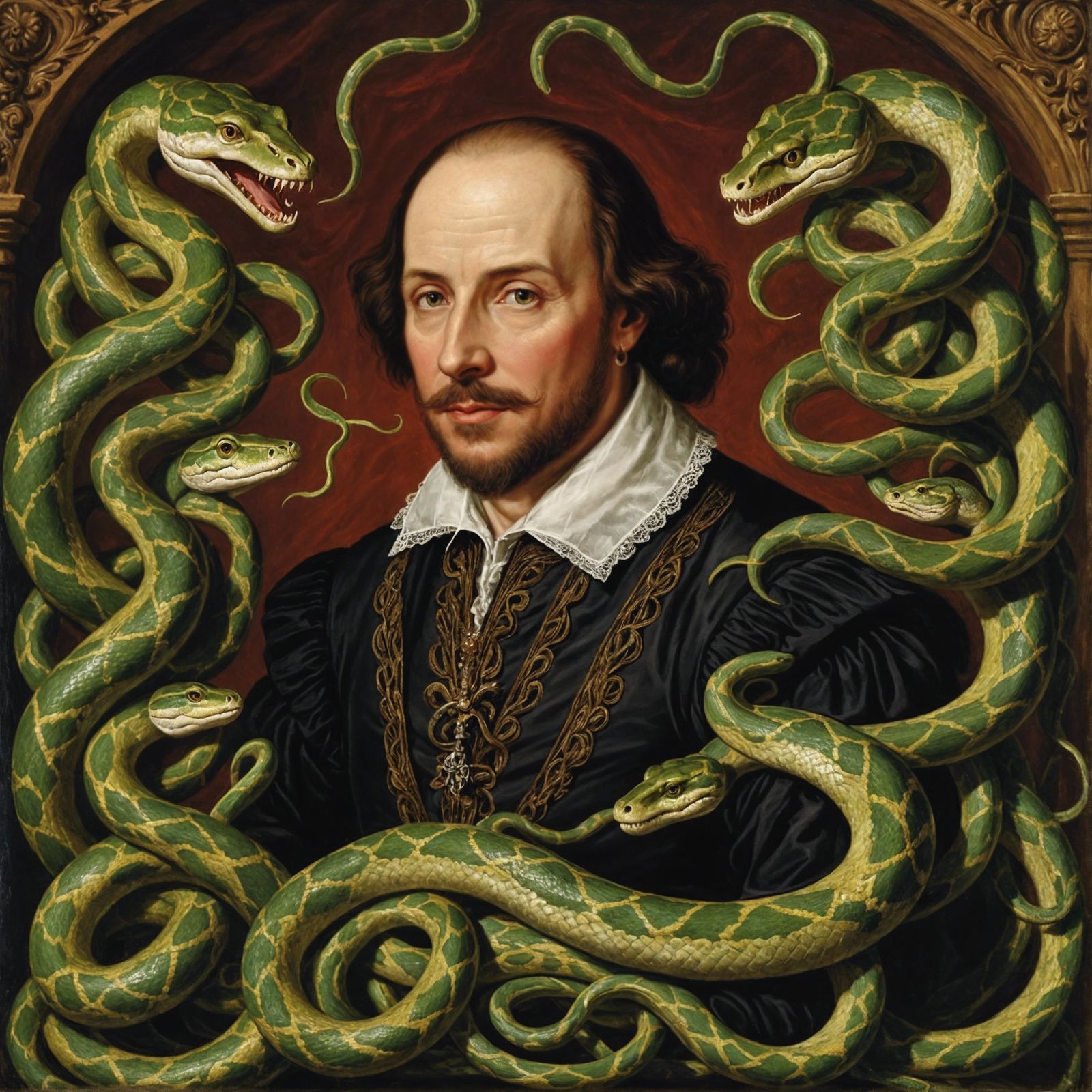William Shakespeare Portrait with Snakes