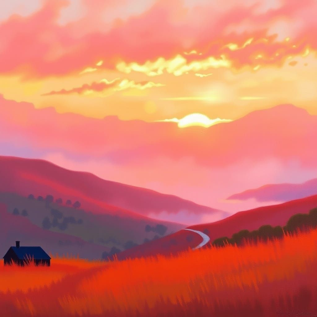 Golden Dawn Illuminates Impressionist Landscape